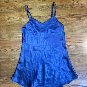 Sleek Blue Satin Slip Dress